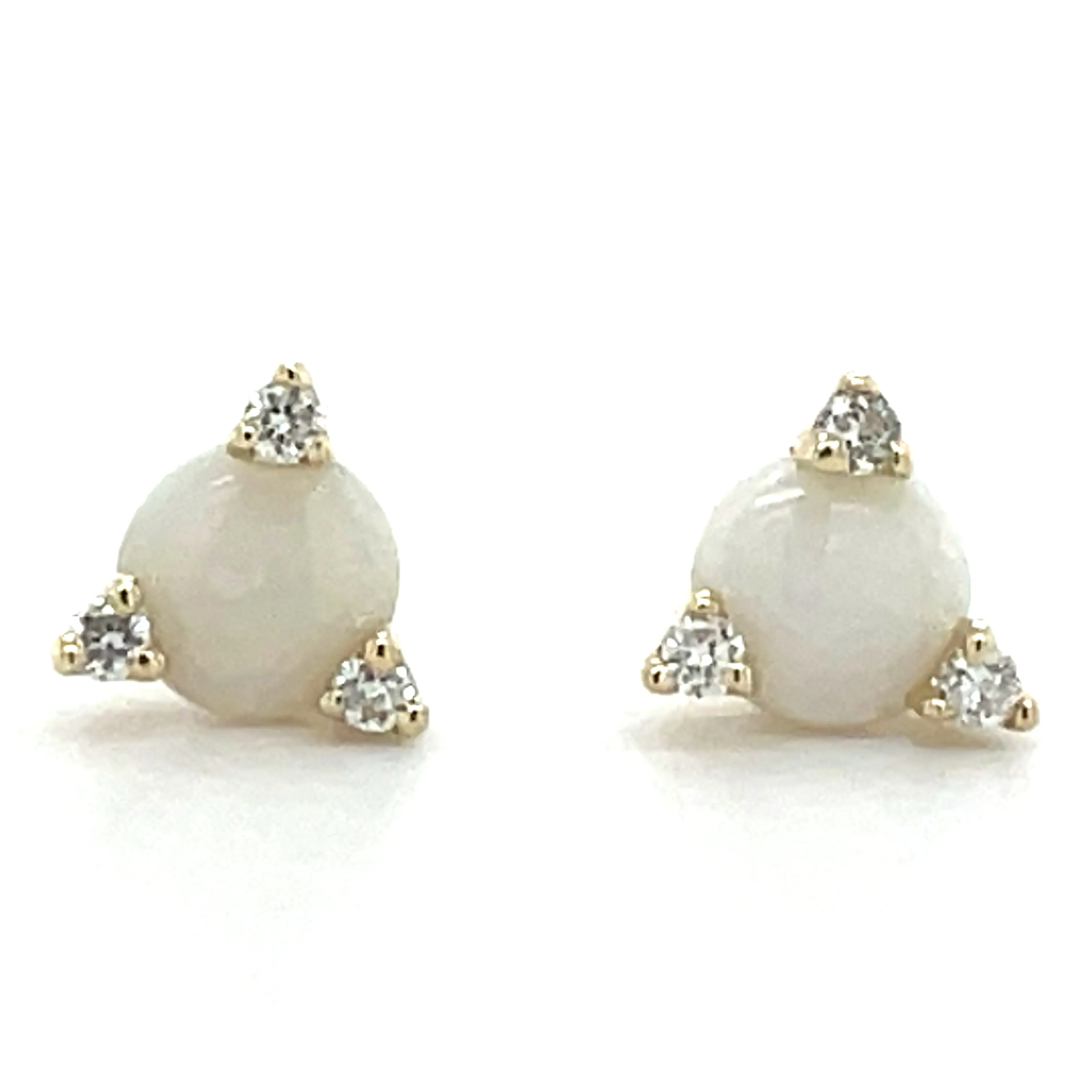 9ct Yellow Gold Earth Grown 0.32ct Opal and 0.042ct Diamond Stud Earrings