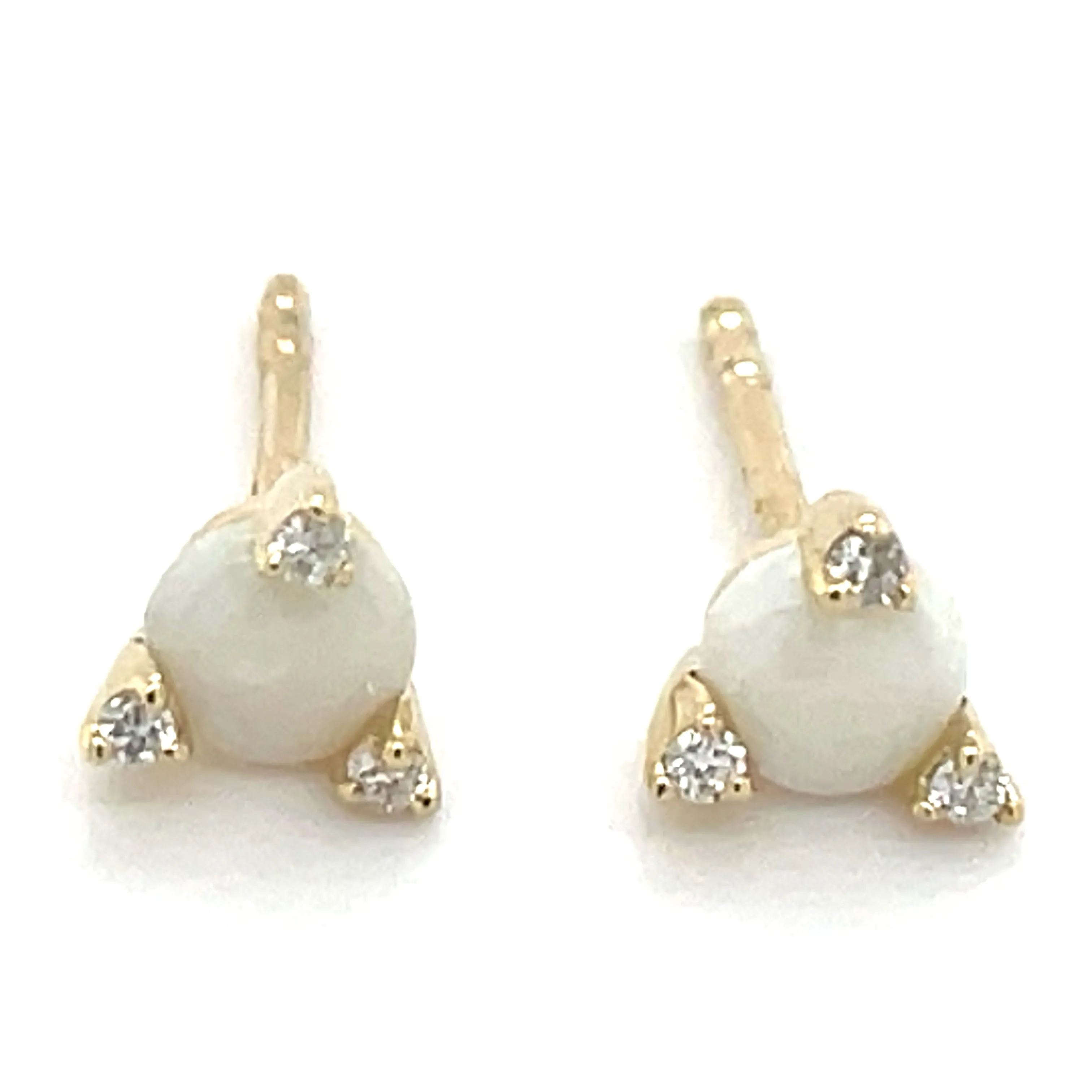 9ct Yellow Gold Earth Grown 0.32ct Opal and 0.042ct Diamond Stud Earrings