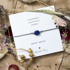 A Beautiful Story - Gemstone Card Lapis Lazuli Silver Bracelet