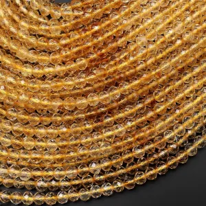 AAA Genuine Natural Citrine 4mm Faceted Round Beads Graduated Color Ombre 15.5" Strand