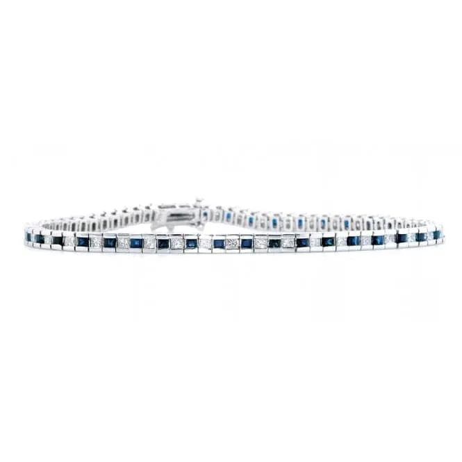 Acotis Diamonds 18K White Gold 1.75ct Diamond Sapphire Bracelet H1097