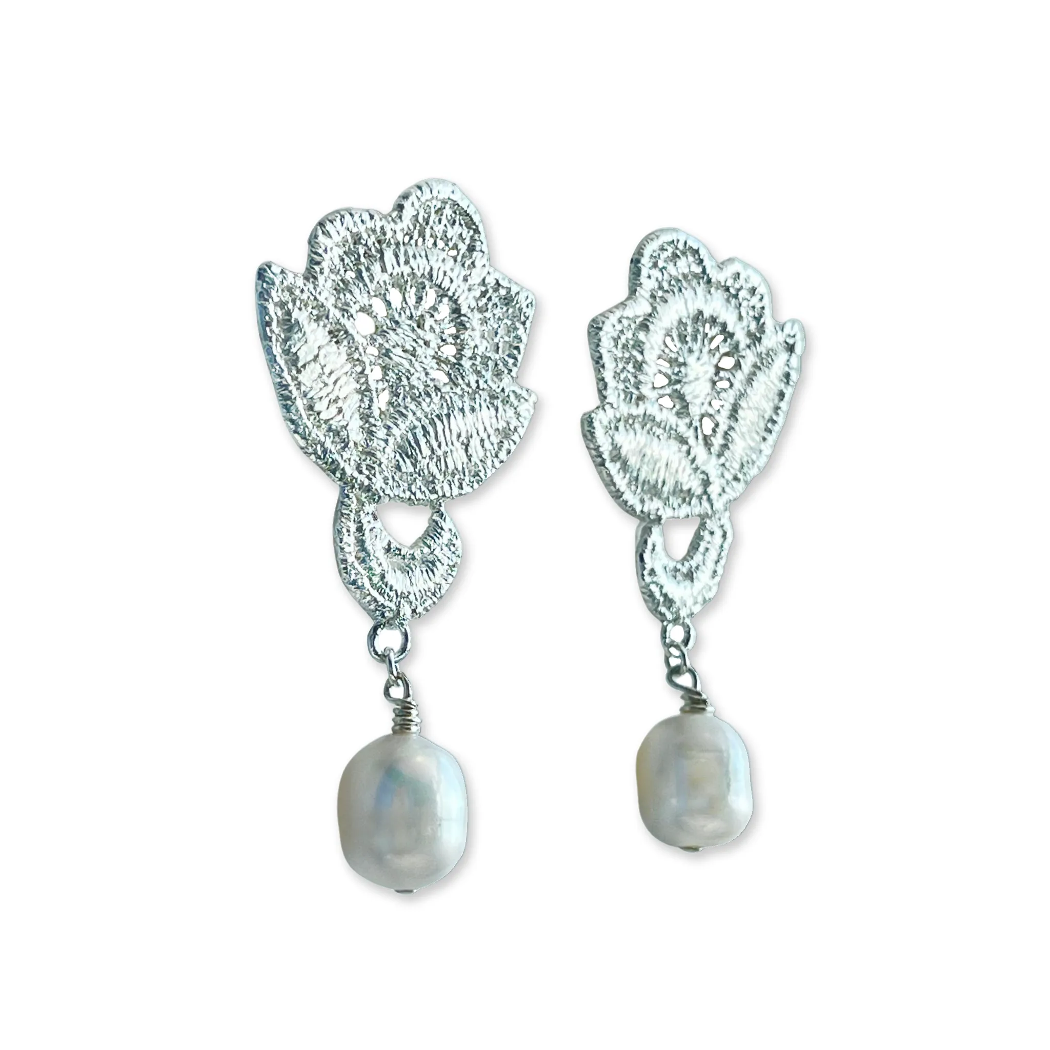 Alyce Lace and Baroque Pearl Earrings