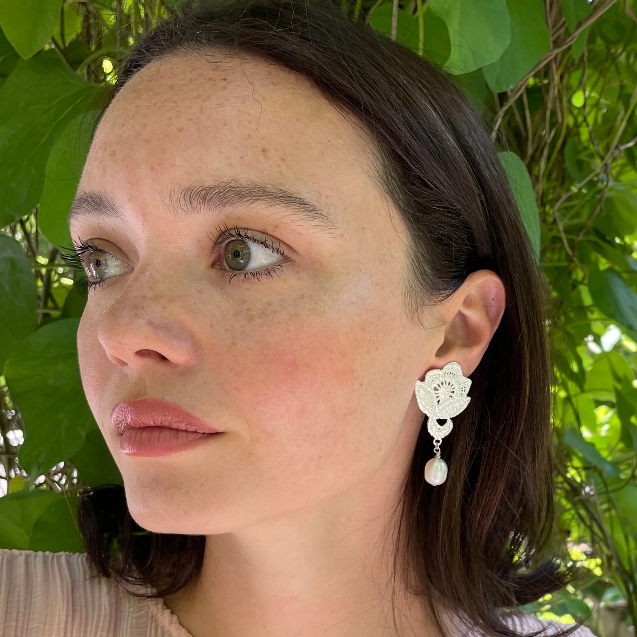 Alyce Lace and Baroque Pearl Earrings