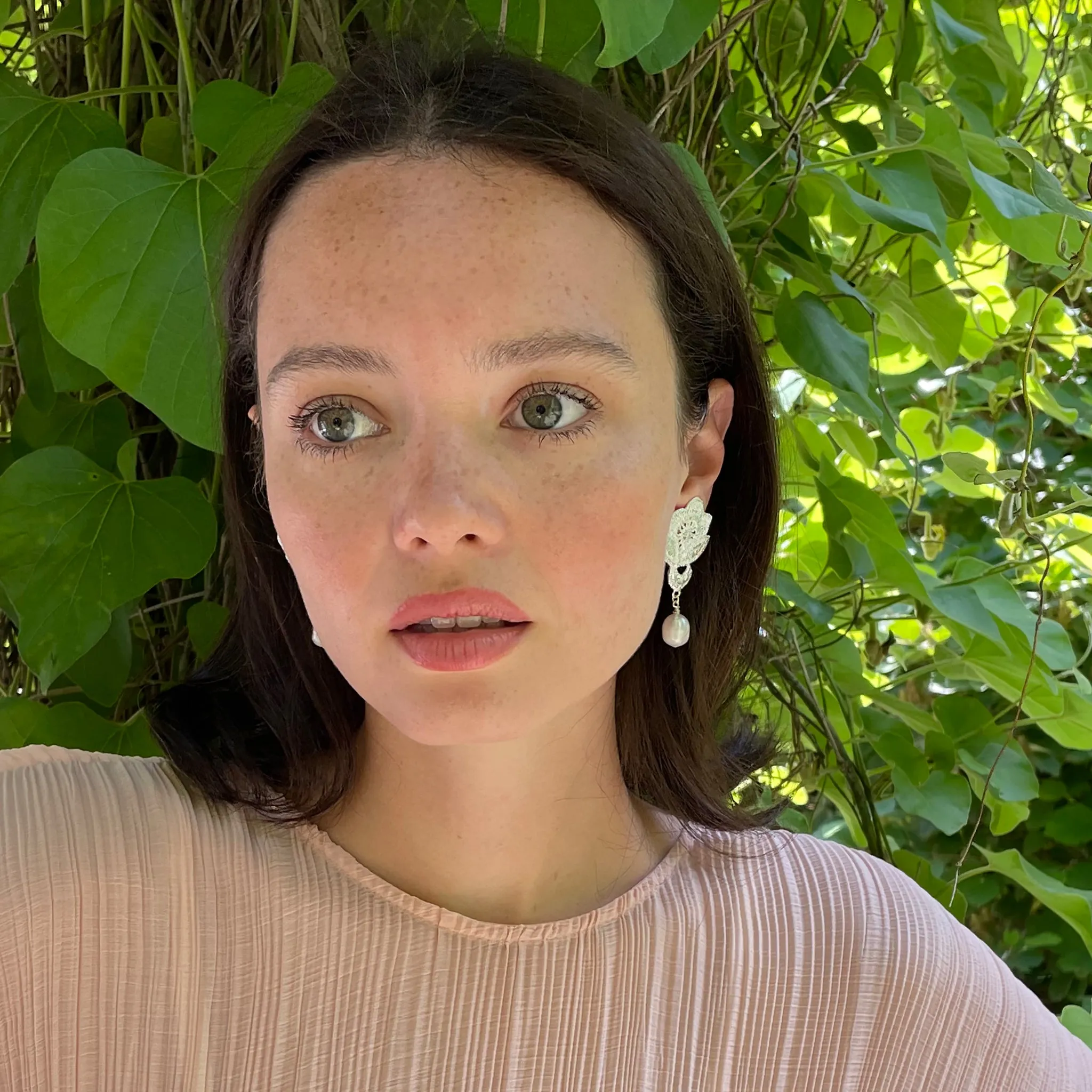 Alyce Lace and Baroque Pearl Earrings