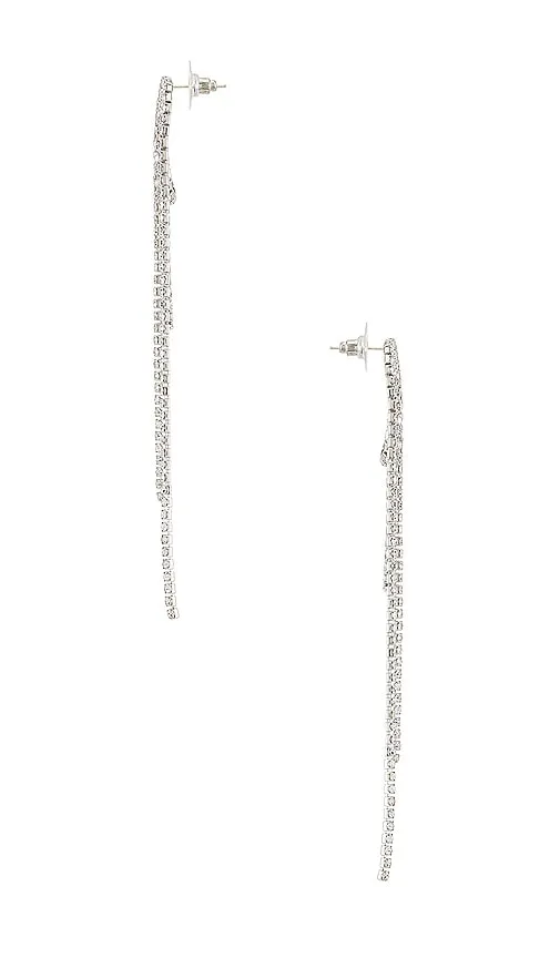Amber Sceats Diamond Dangle Earring in Metallic Silver