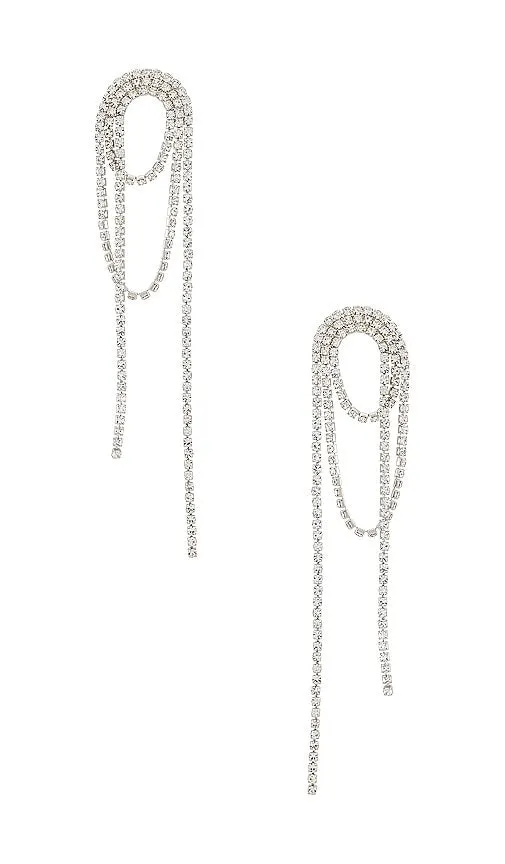 Amber Sceats Diamond Dangle Earring in Metallic Silver