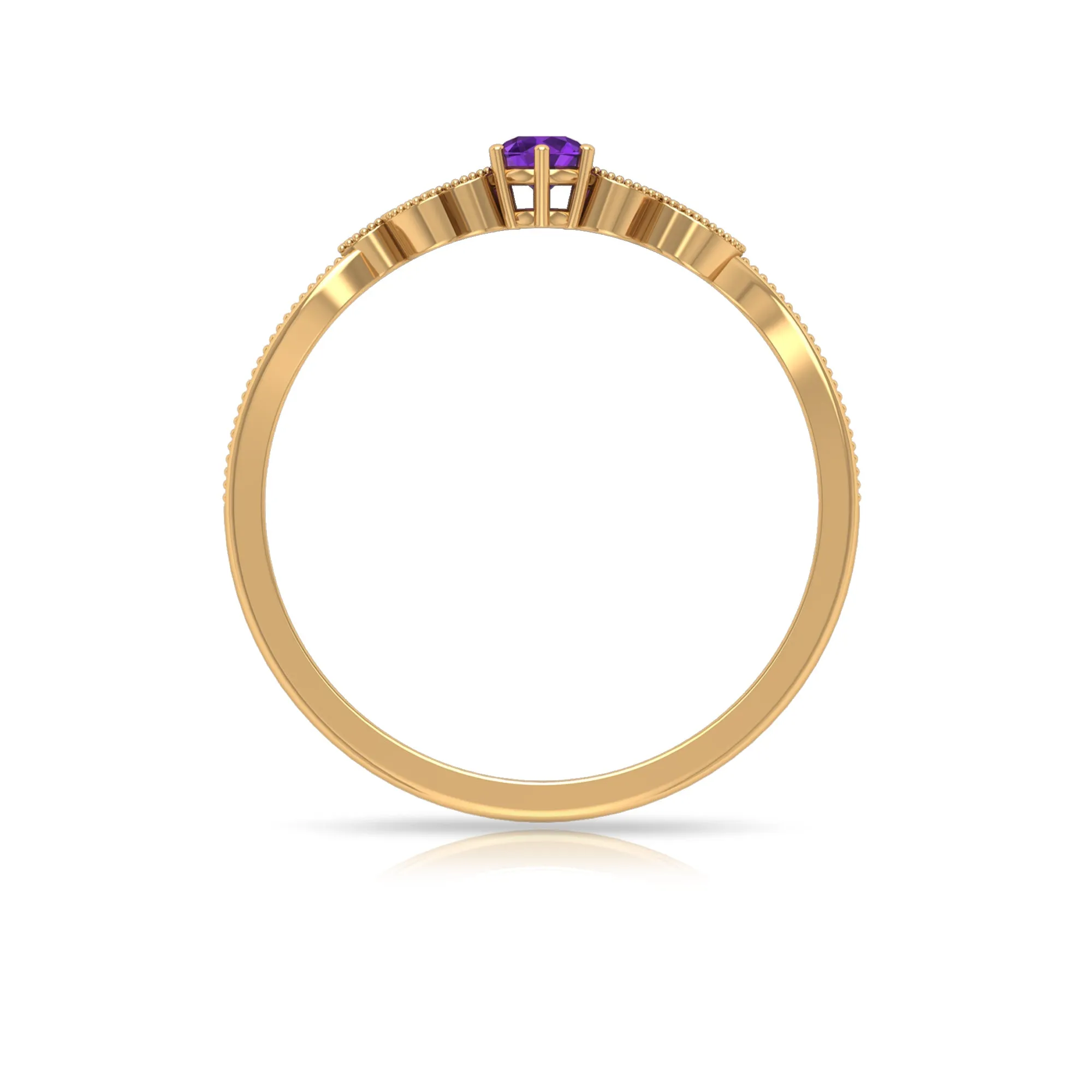 Amethyst and Diamond Leaf Branch Promise Ring