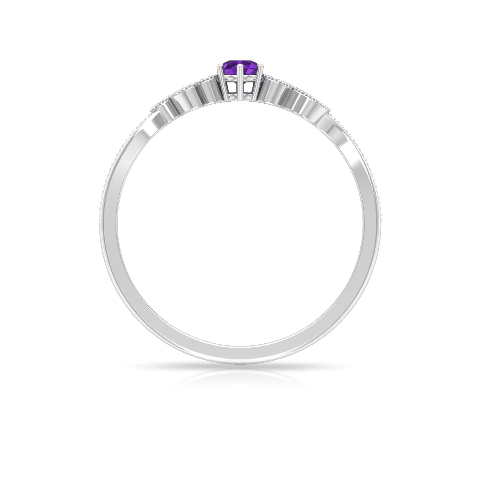 Amethyst and Diamond Leaf Branch Promise Ring