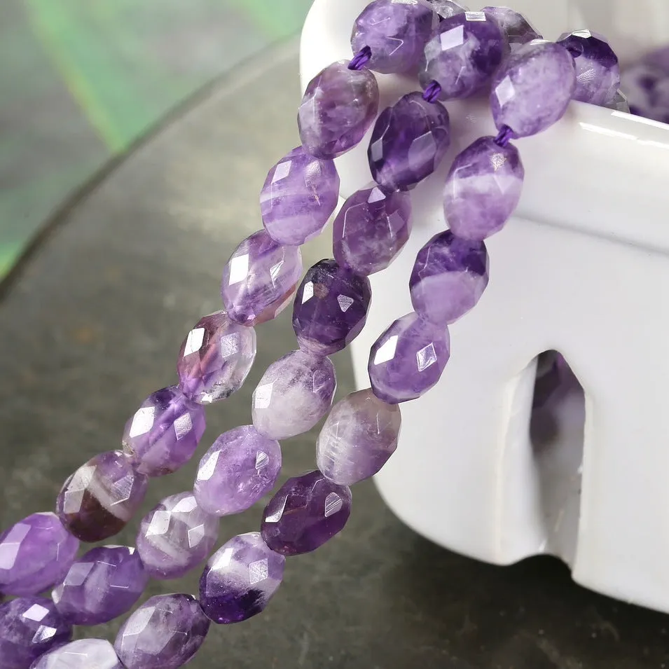Amethyst Beads, 7.5mm Faceted Gemstone, Strand of ~50 Beads  #L-157