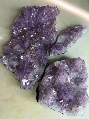 Amethyst cluster 2 pounds 2oz total of 3 clusters