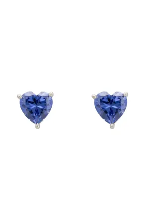 Amore Heart Stud Earrings Tanzanite Silver