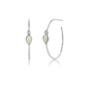 Ania Haie Opal Colour Raindrop Hoop Earrings - Silver
