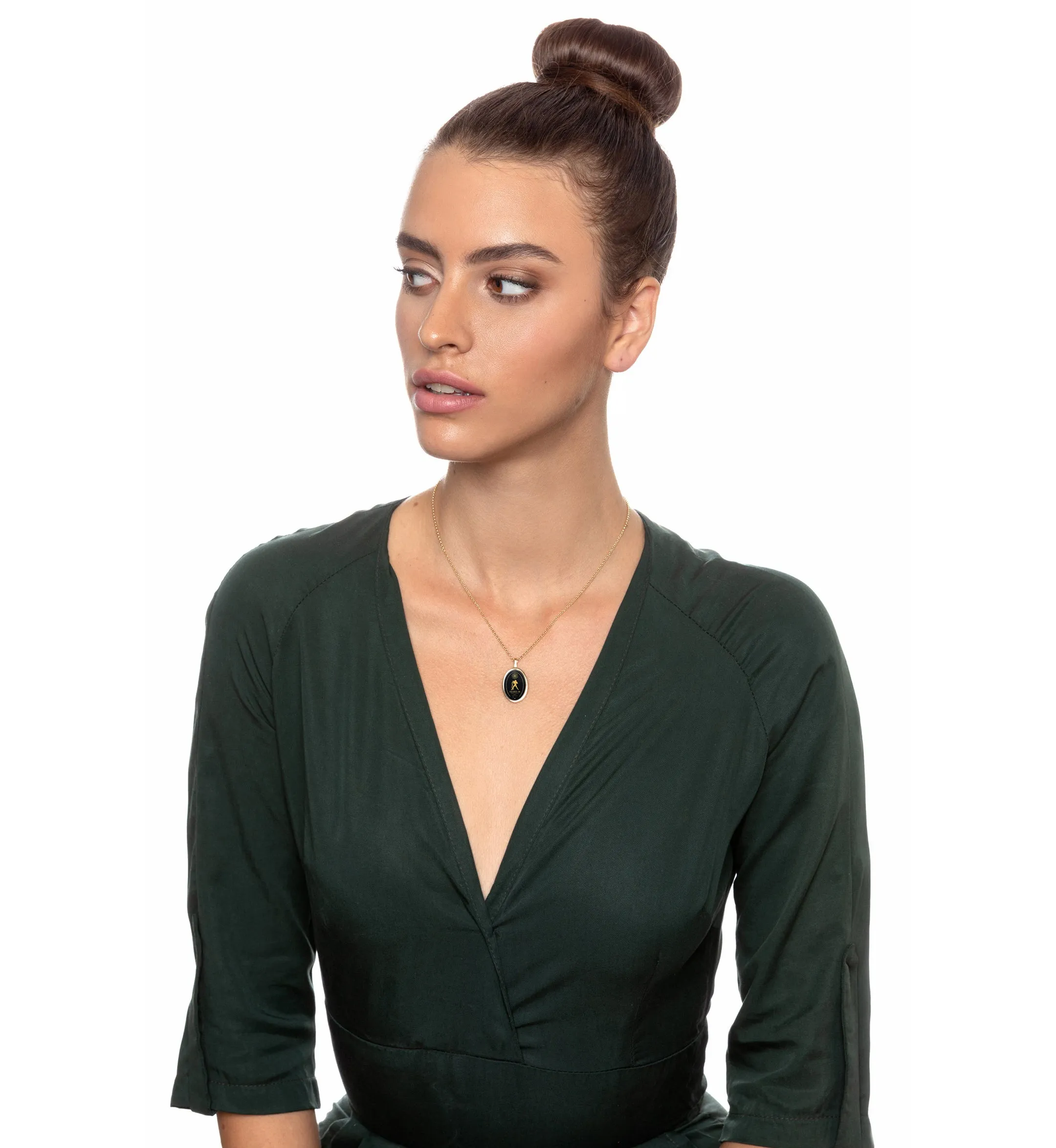 Aquarius Necklace Zodiac Pendant 24k Gold Inscribed on Onyx Stone