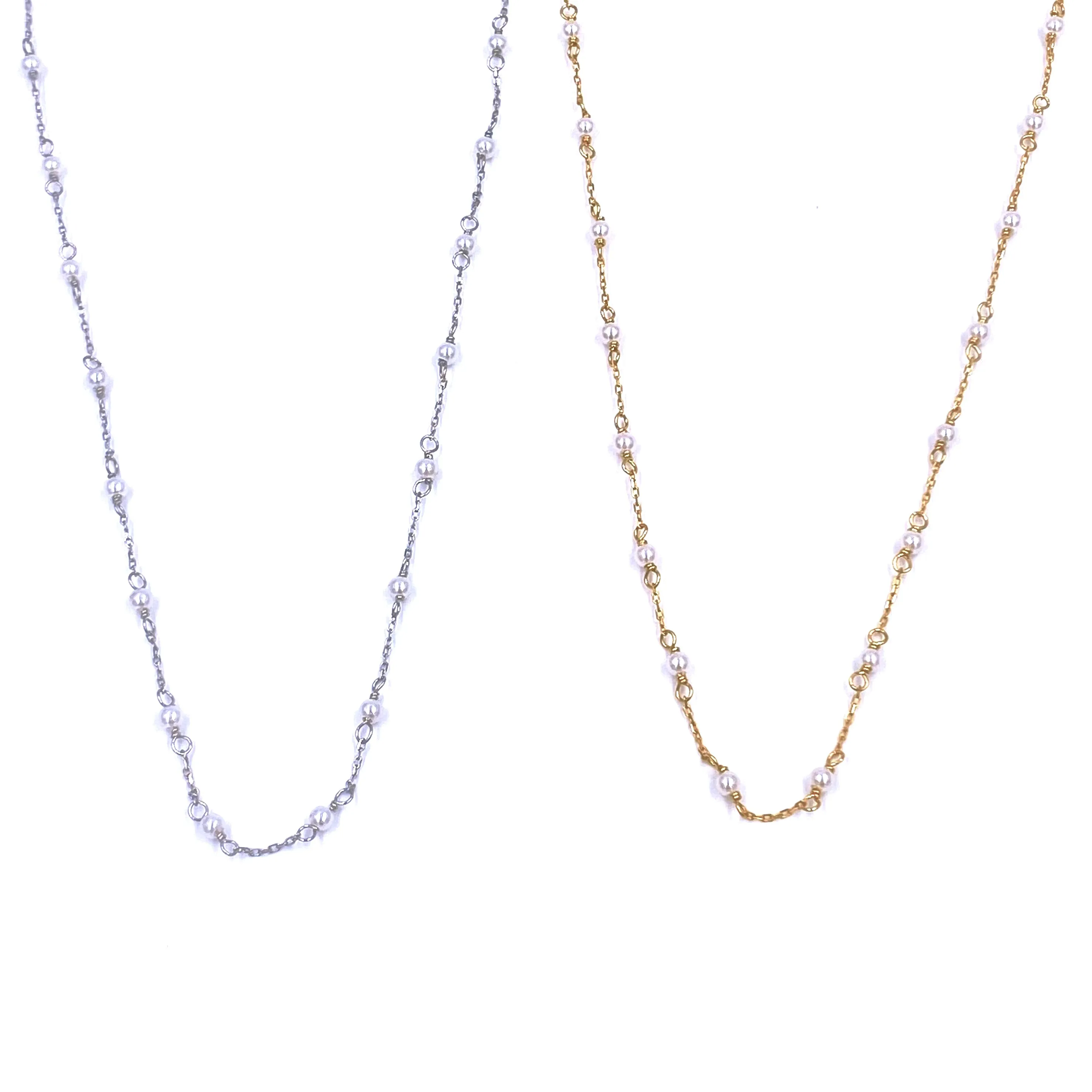 Ashley Gold Sterling Silver Pearl By The Yard Design Necklace