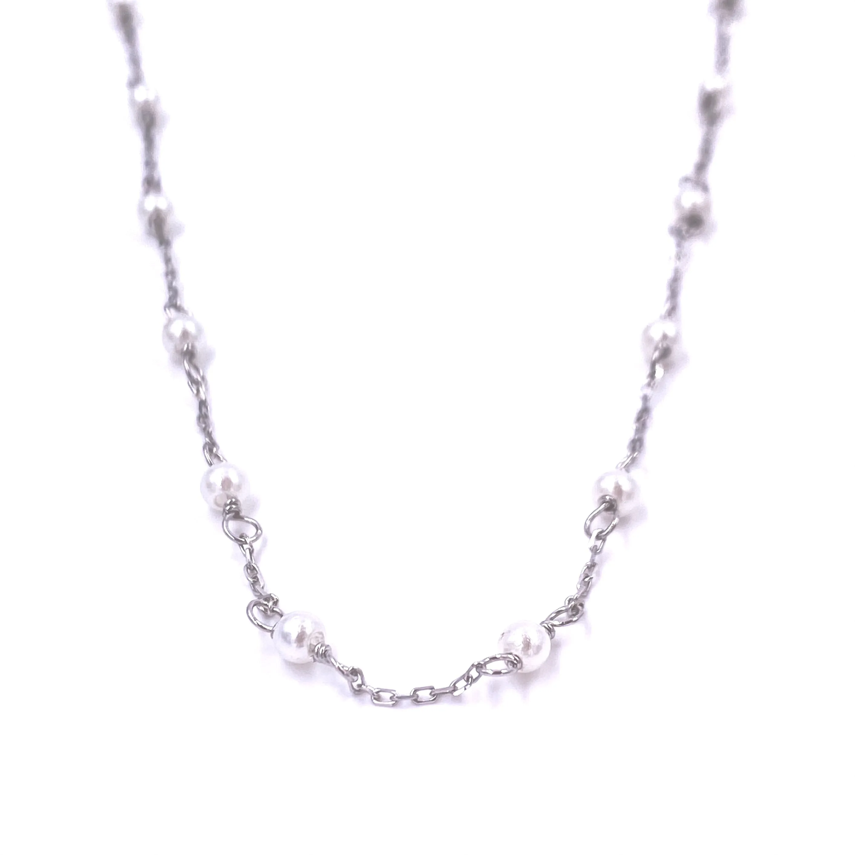 Ashley Gold Sterling Silver Pearl By The Yard Design Necklace
