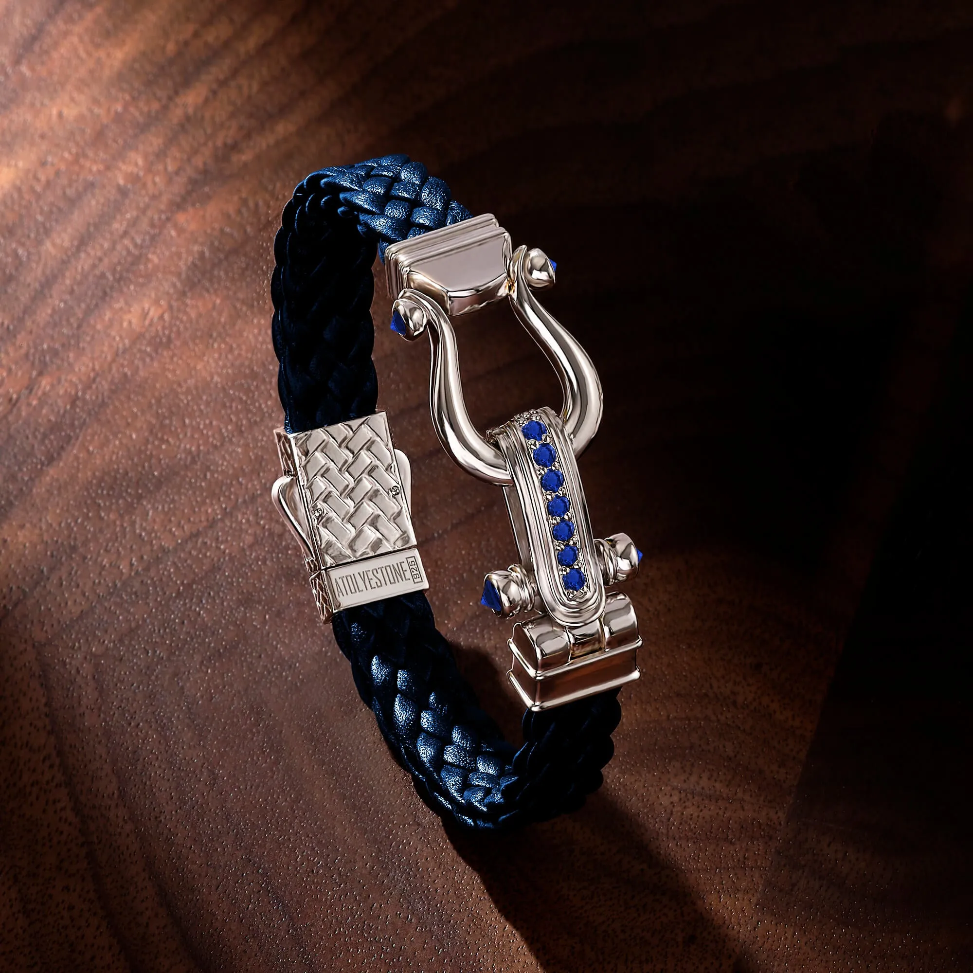 Atolyestone Iconic Sapphire Leather Bracelet