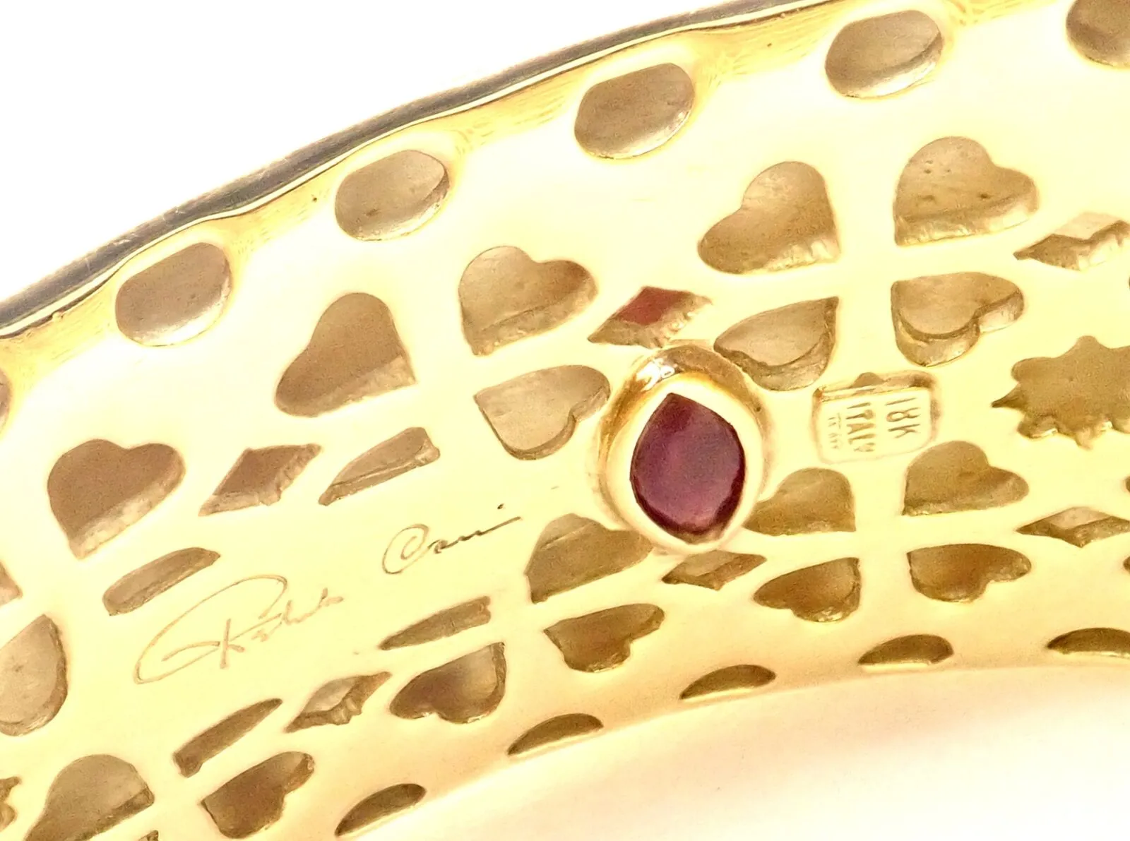 Authentic! Roberto Coin Giraffe 18k Yellow Gold Enamel Bangle Bracelet