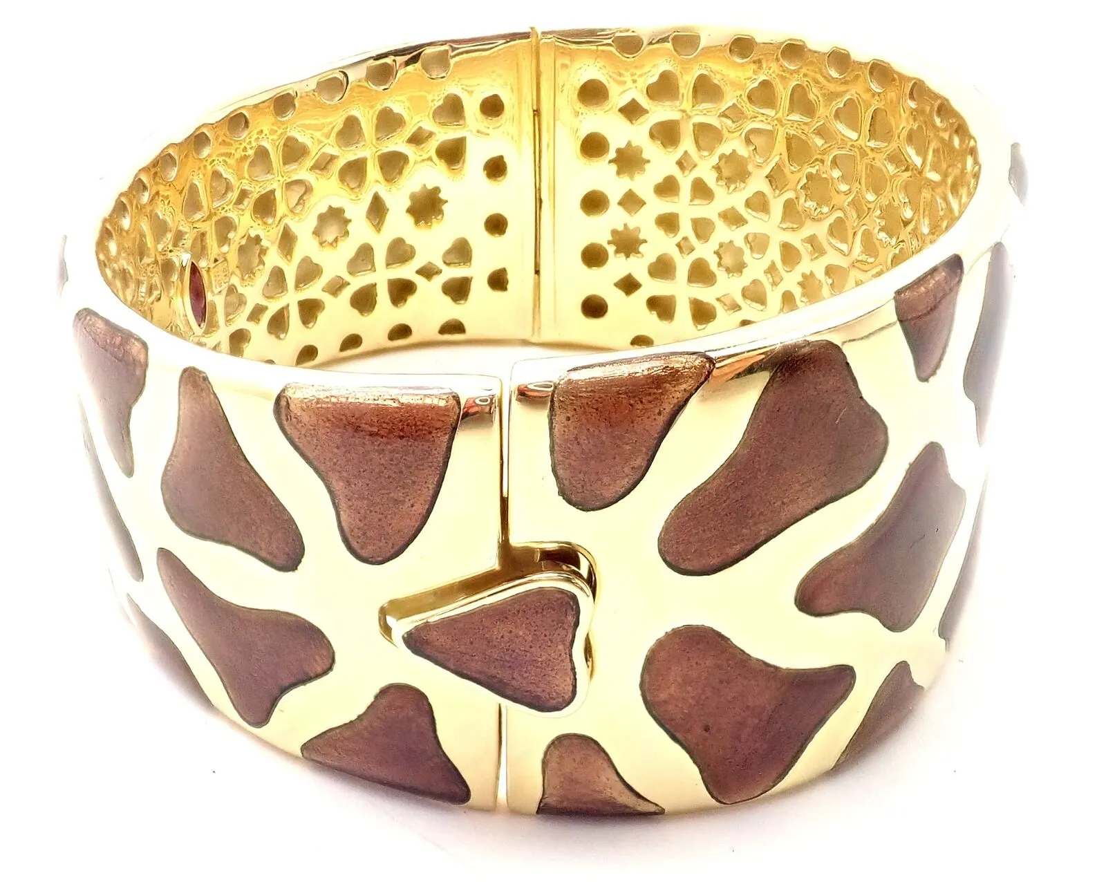 Authentic! Roberto Coin Giraffe 18k Yellow Gold Enamel Bangle Bracelet