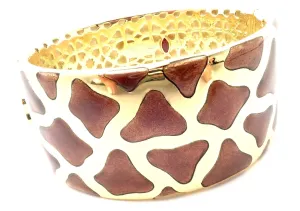 Authentic! Roberto Coin Giraffe 18k Yellow Gold Enamel Bangle Bracelet
