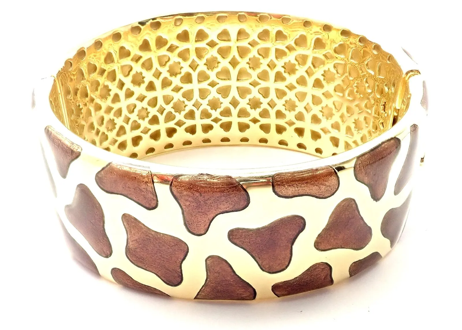 Authentic! Roberto Coin Giraffe 18k Yellow Gold Enamel Bangle Bracelet