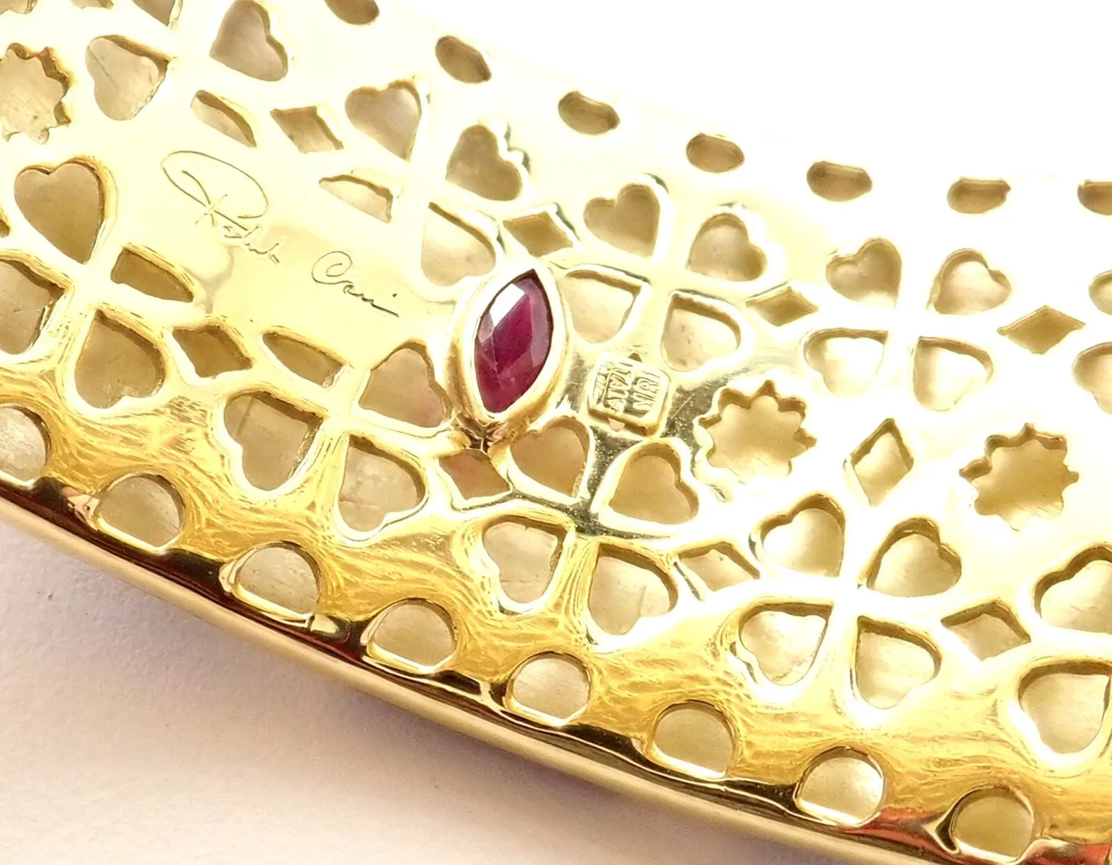 Authentic! Roberto Coin Giraffe 18k Yellow Gold Enamel Bangle Bracelet