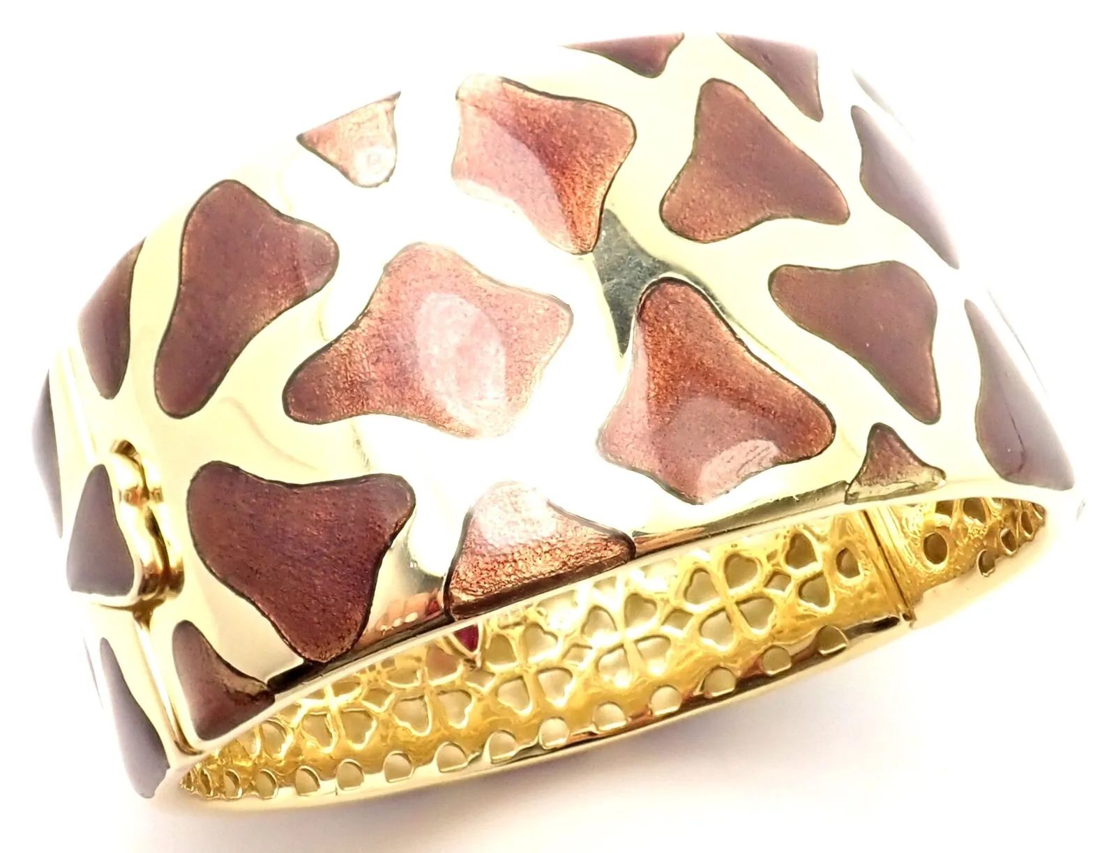 Authentic! Roberto Coin Giraffe 18k Yellow Gold Enamel Bangle Bracelet