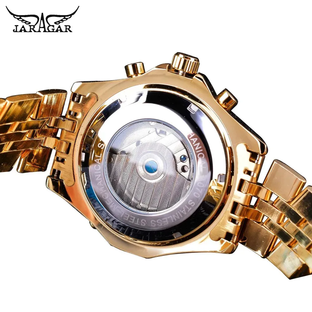 Aviator Man's Luxury Wrist Sport Multifunction Watch Automatic Tourbillion Design Movement Date Day,Week & Month Calendar Waterproof