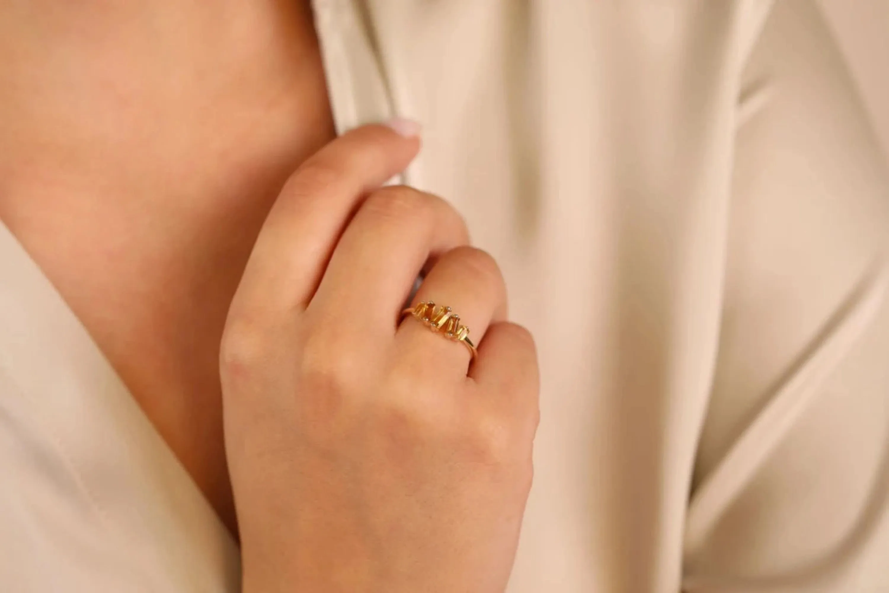 Baguette Citrine Cluster Ring, Lupita