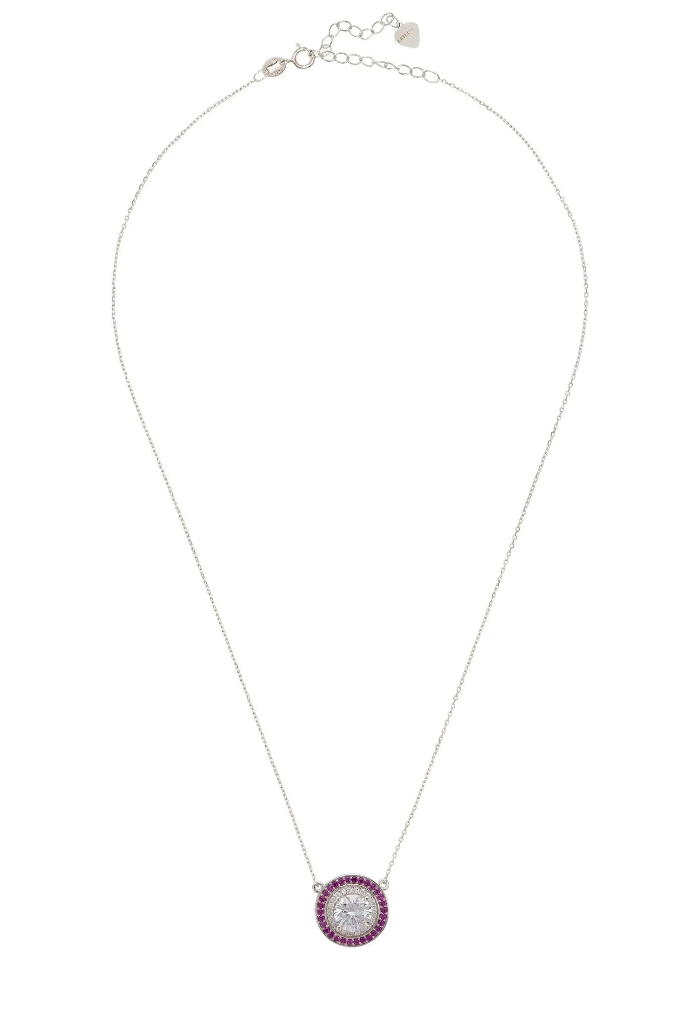 Balmoral Pendant Necklace Ruby Cz Silver