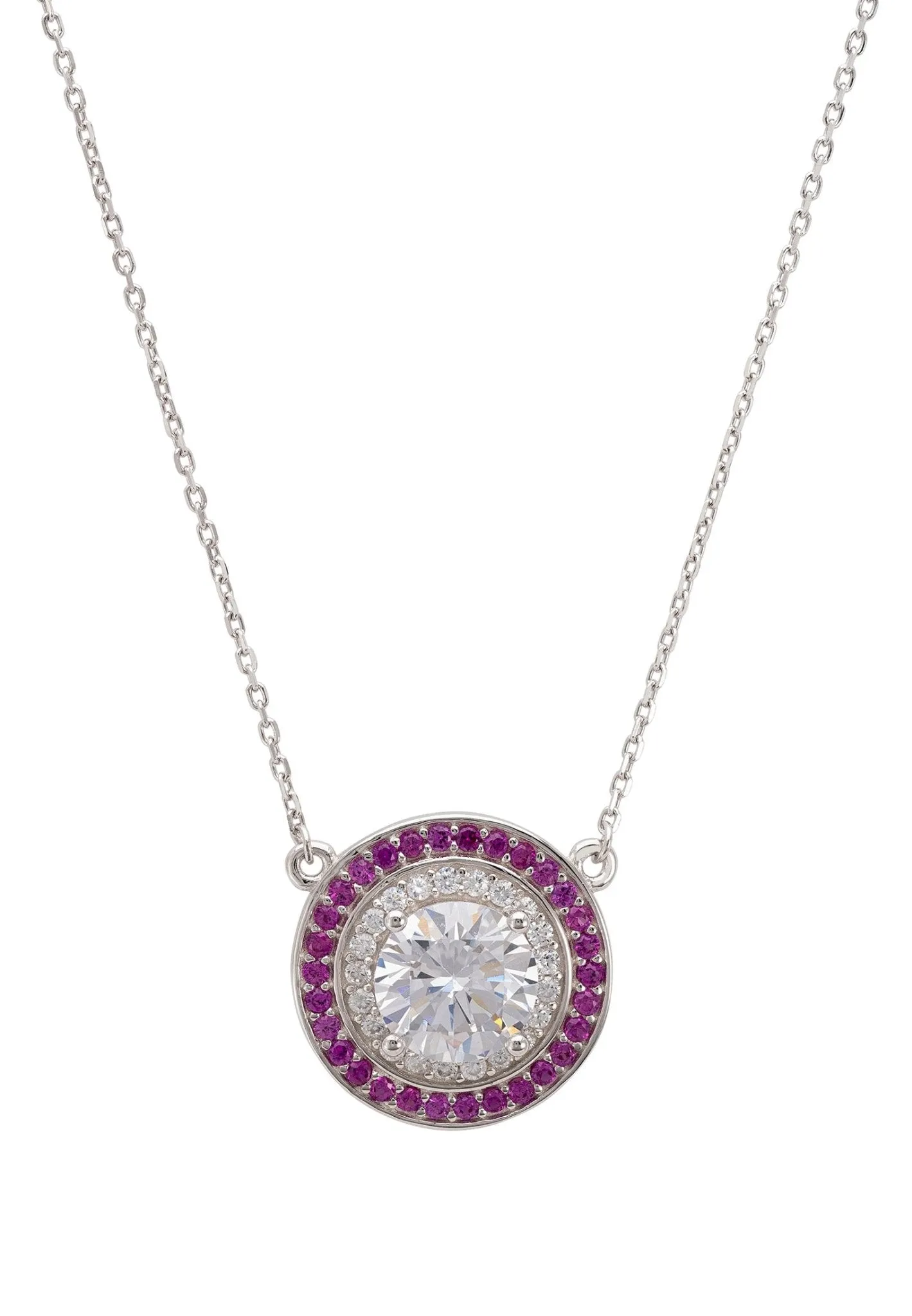 Balmoral Pendant Necklace Ruby Cz Silver