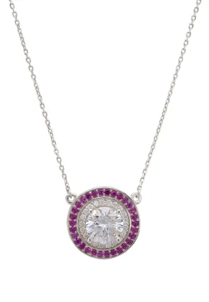 Balmoral Pendant Necklace Ruby Cz Silver