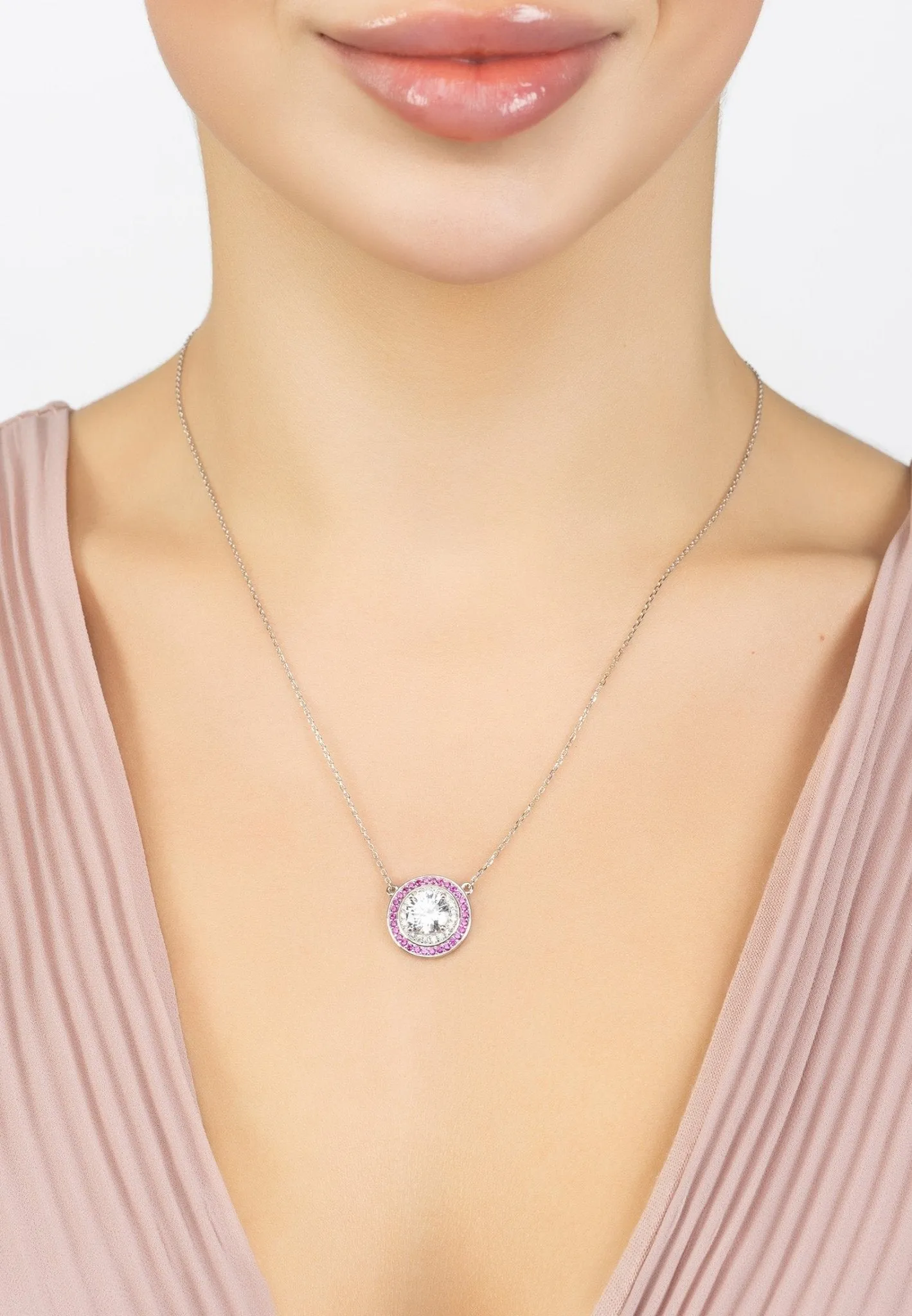 Balmoral Pendant Necklace Ruby Cz Silver