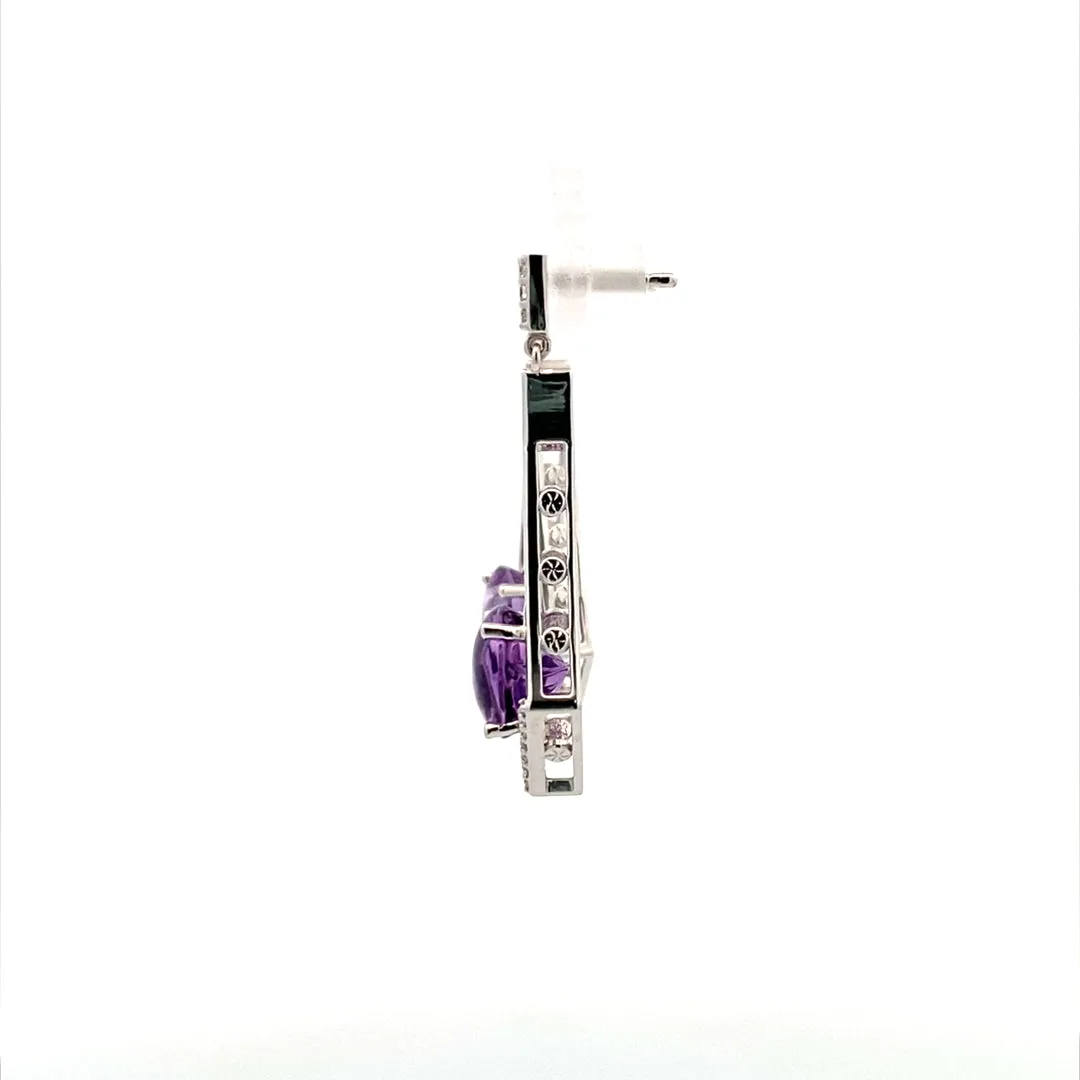 Beeghly & Co. White Gold Amethyst and Diamond Earrings