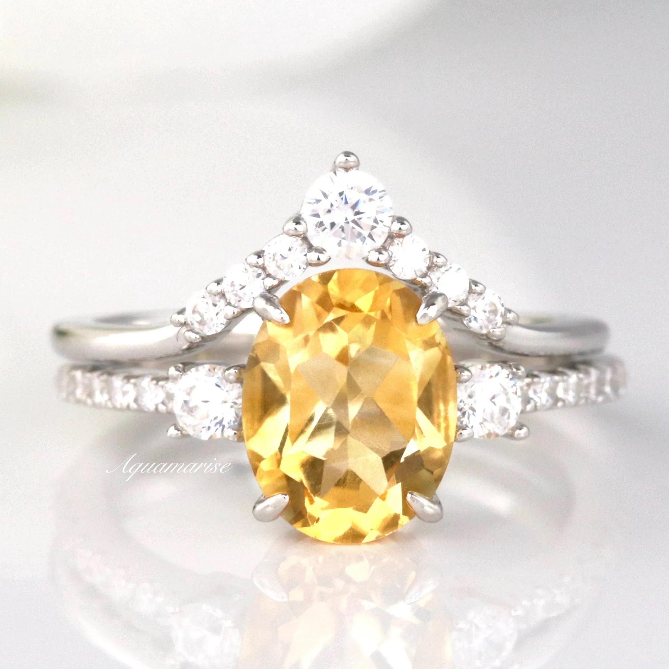 Bella Citrine Ring Set- Sterling Silver
