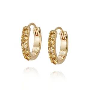 Beloved Citrine Huggie 18ct Gold Plated Earrings JE08_GP