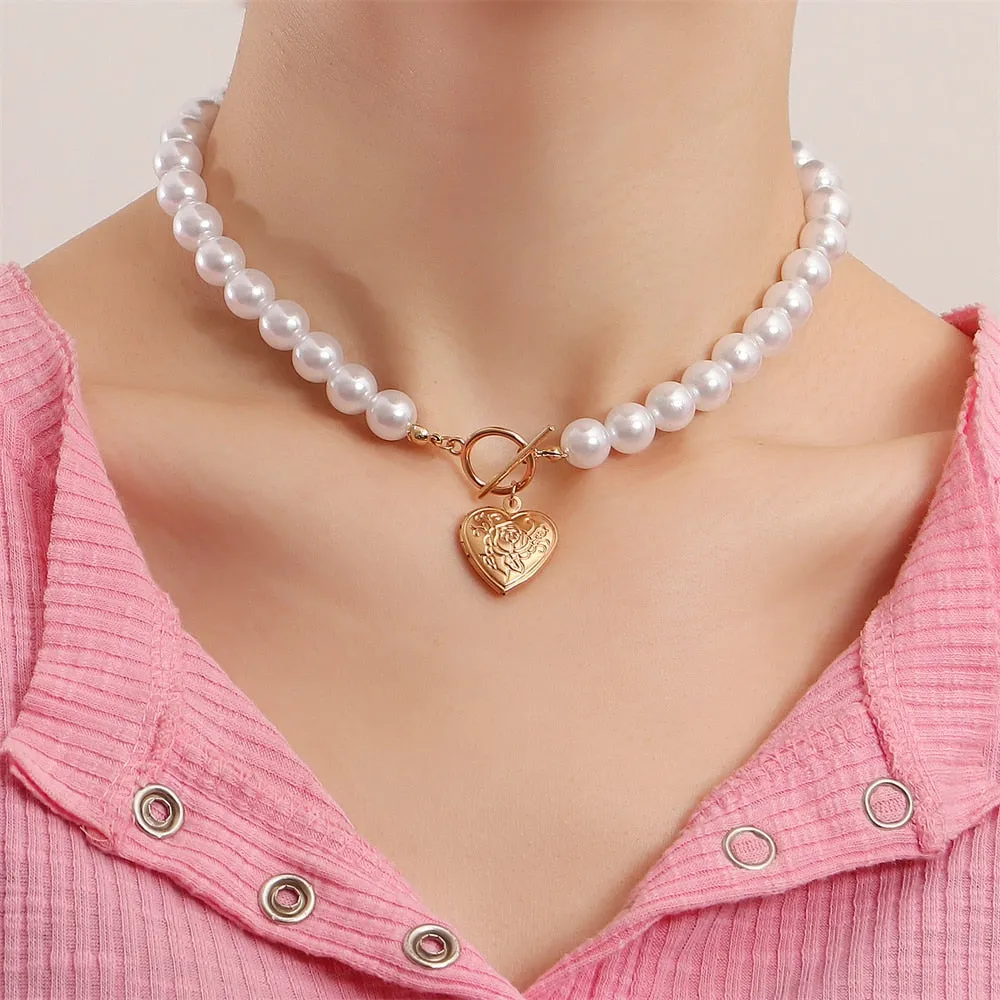 BerriesJam - 2024 Simulated Pearl Beaded Butterfly Pendant Necklace