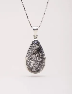 Black Rutilated Quartz Pendant Necklace