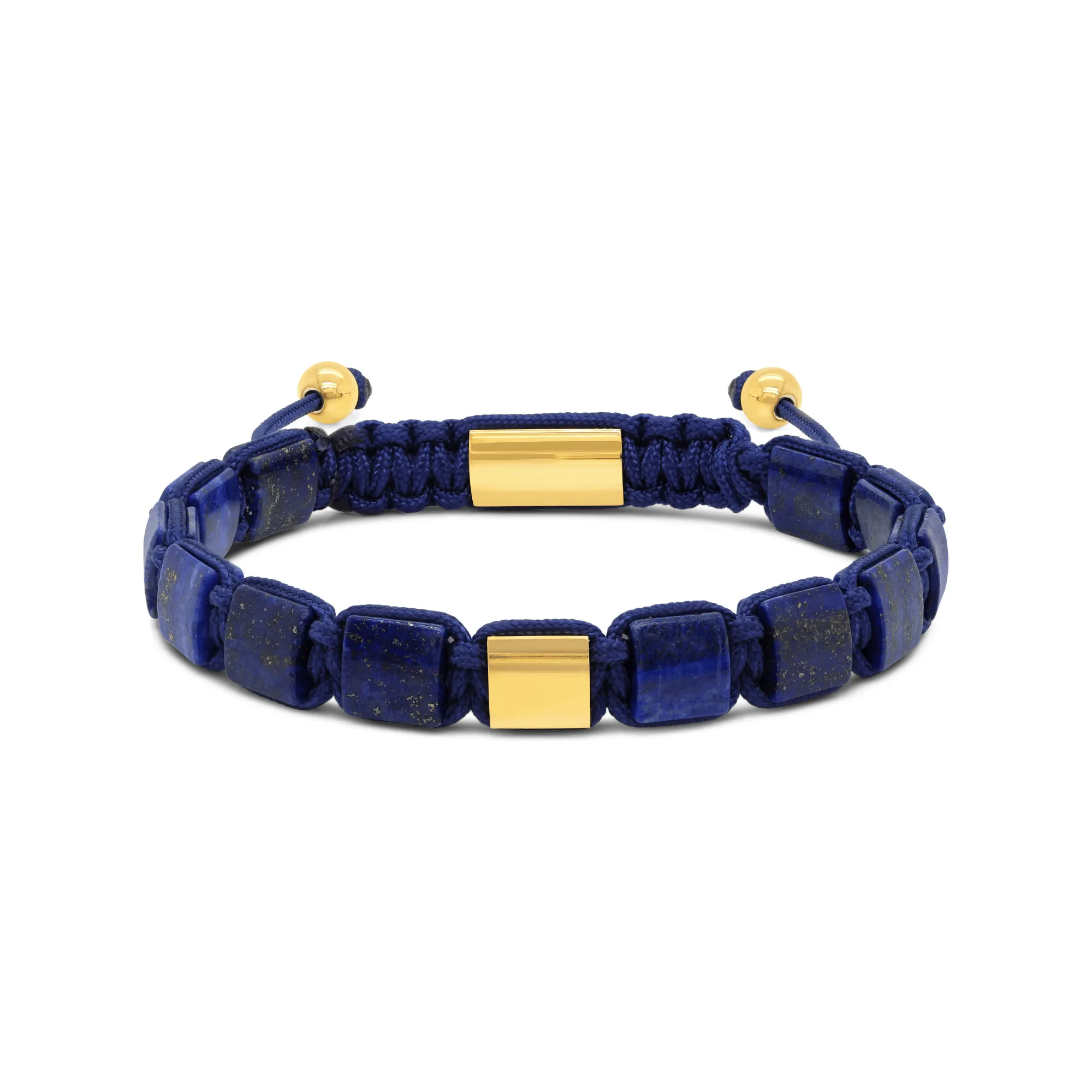 Blue Lapis Lazuli & Stainless Steel Plated Bead Bracelet
