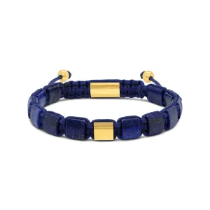 Blue Lapis Lazuli & Stainless Steel Plated Bead Bracelet