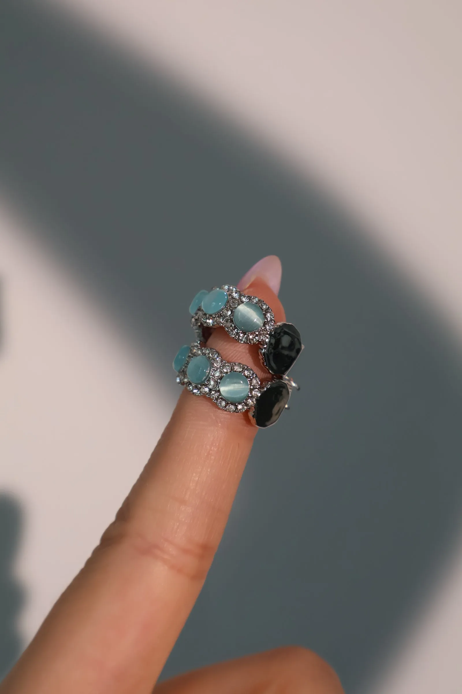 Blue Opal Hoop Earrings