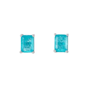 Blue Topaz Gemstone Stud Earrings