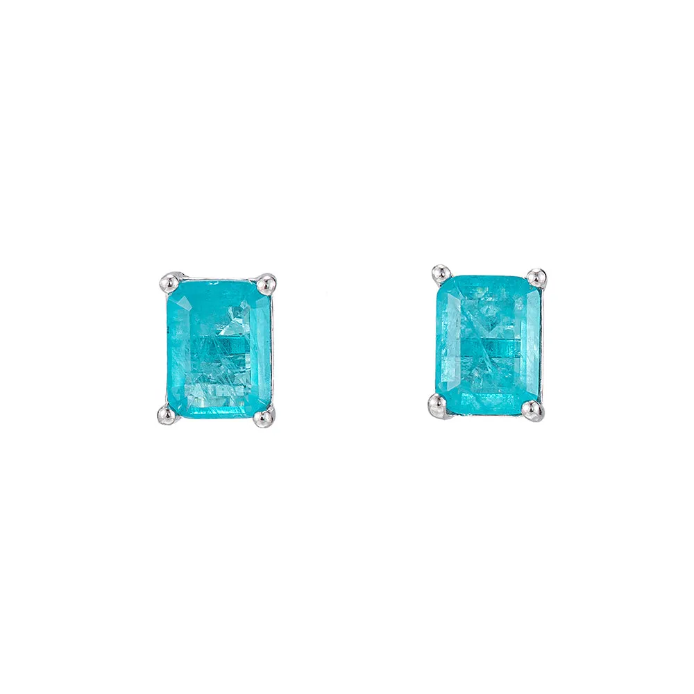 Blue Topaz Gemstone Stud Earrings