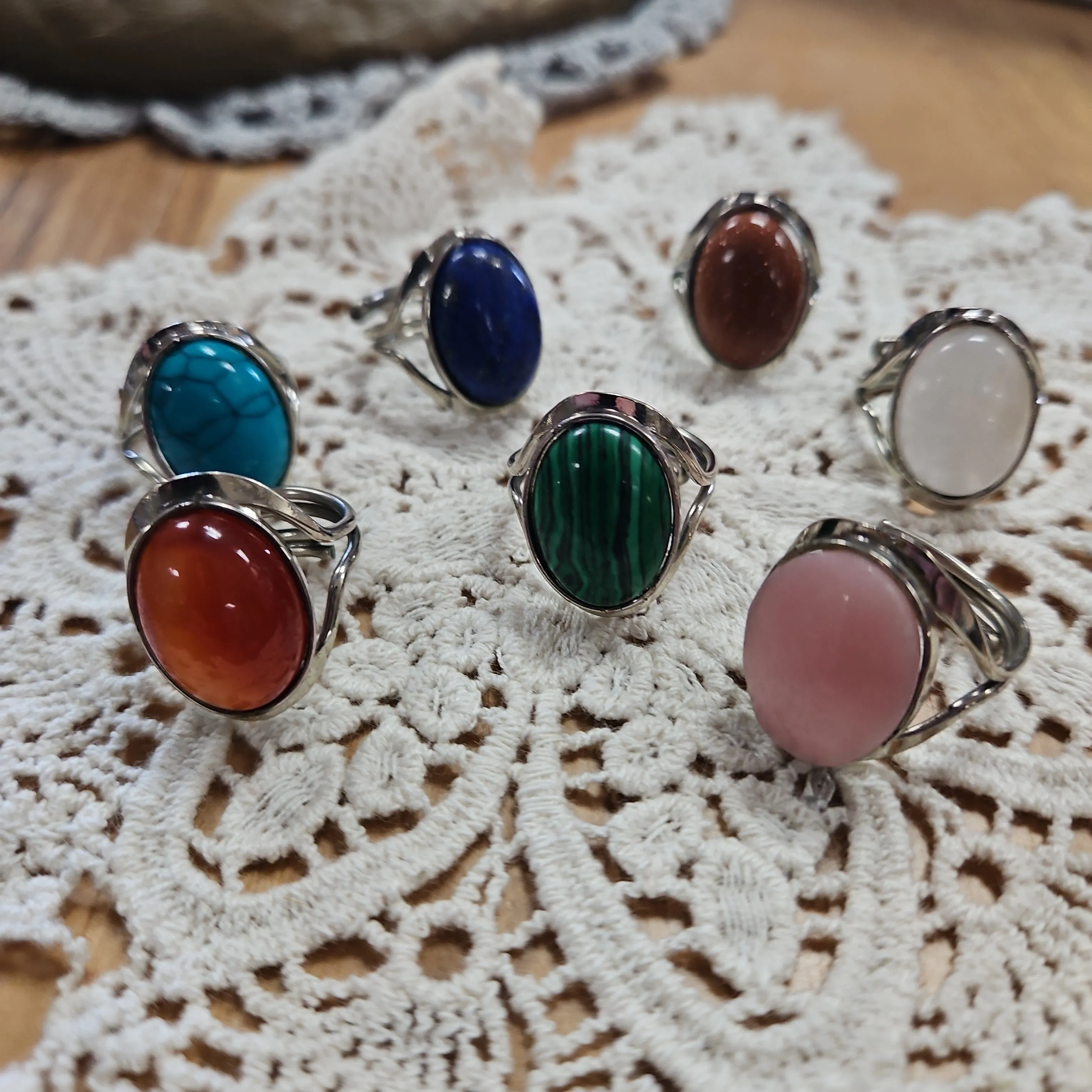 Boho Gemstone Rings - Band Adjustable