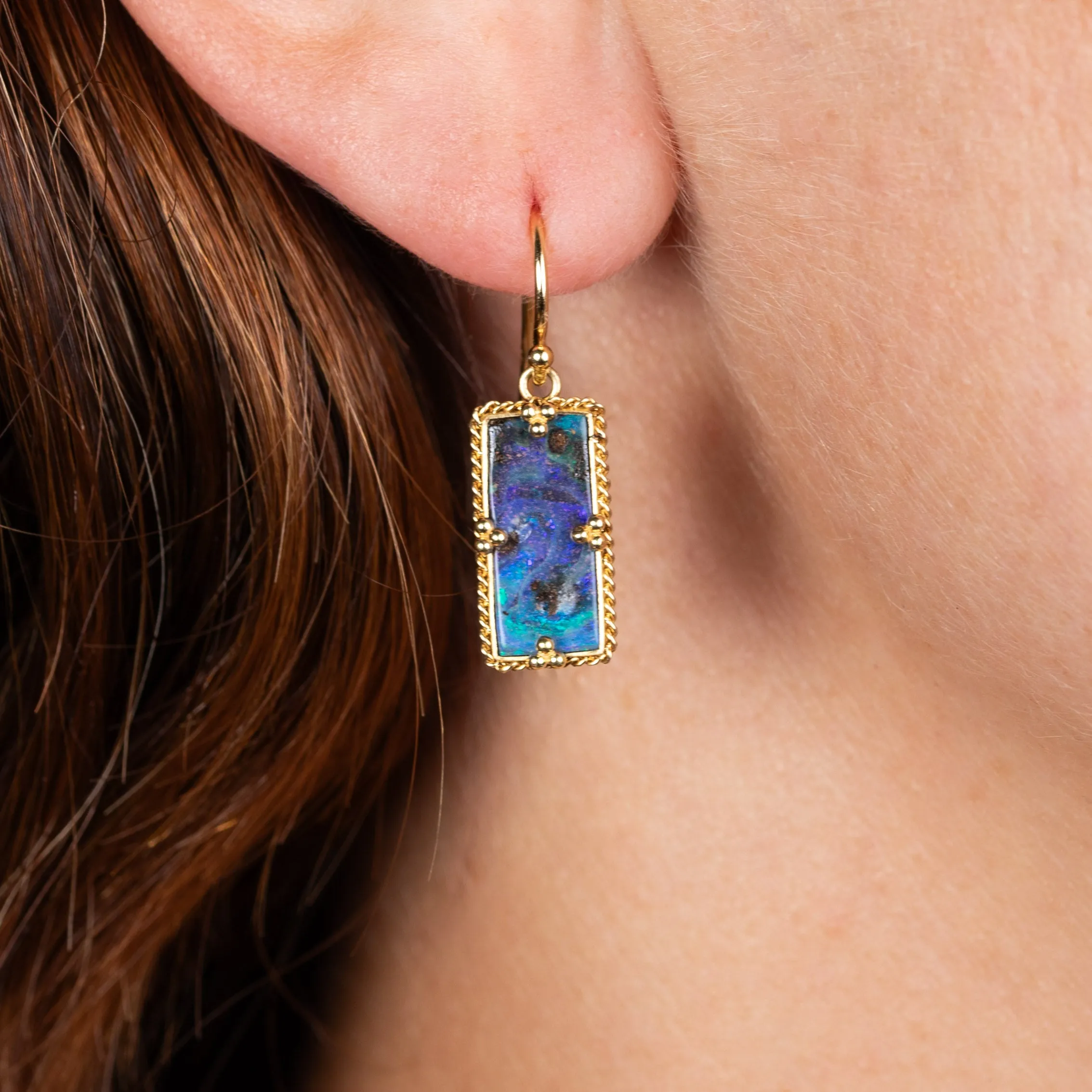 Boulder Opal Rectangle Earrings