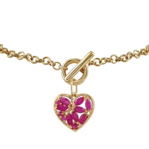 Bracelet Classique Or Jaune 375 Rubis Charm's Cœur
