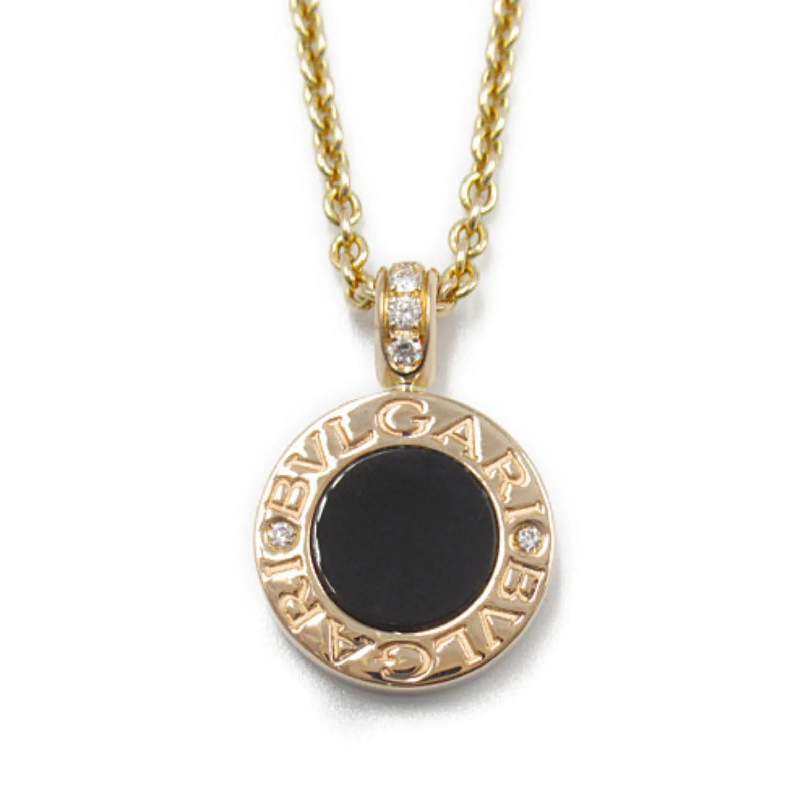 Bvlgari Necklace K18 Yellow Gold Diamond Onyx/Shell