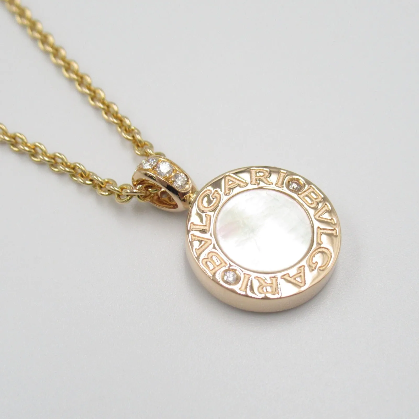 Bvlgari Necklace K18 Yellow Gold Diamond Onyx/Shell