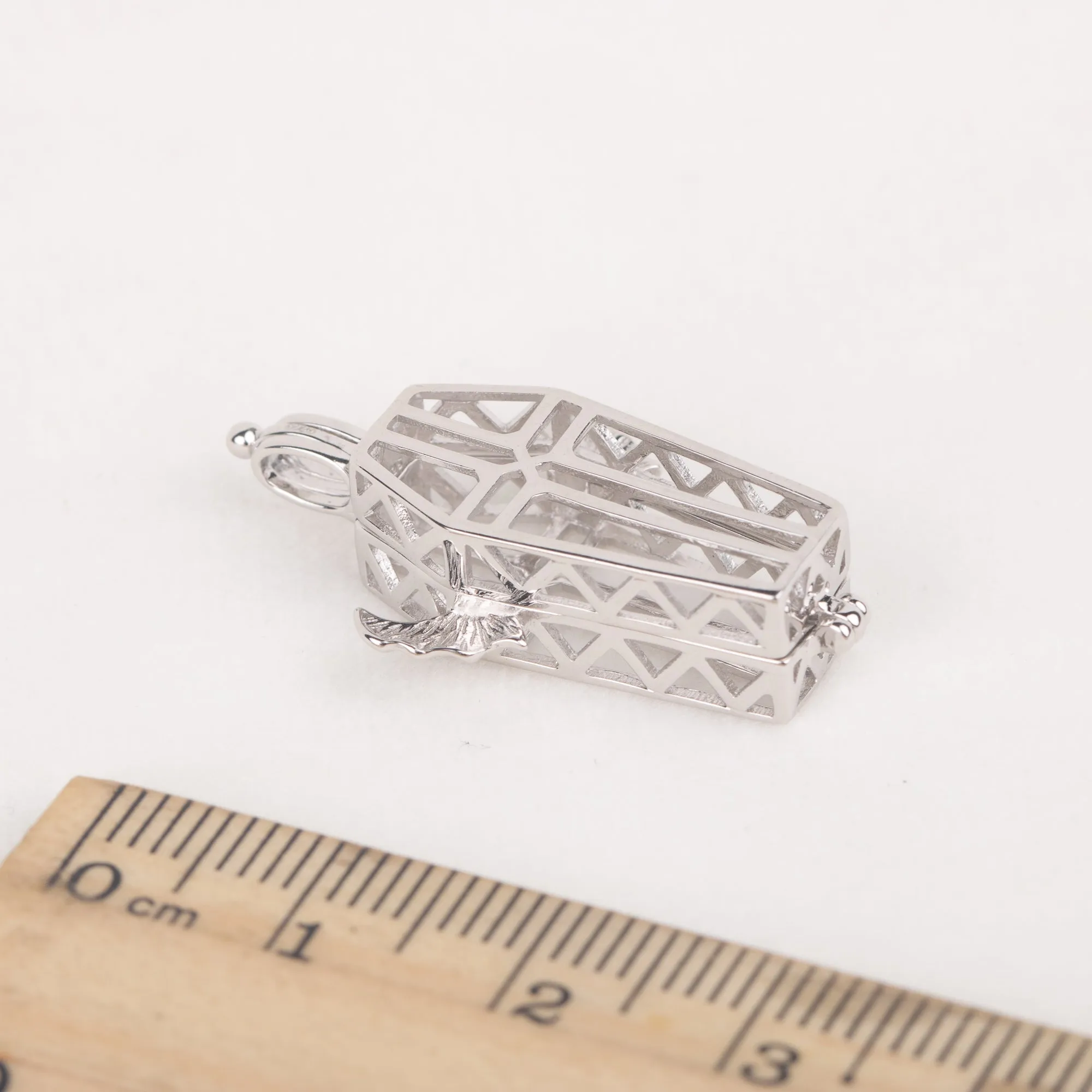 C030053 sterling silver coffin shape Freshwater pearl cage pendant necklace jewelry locket for pearl party