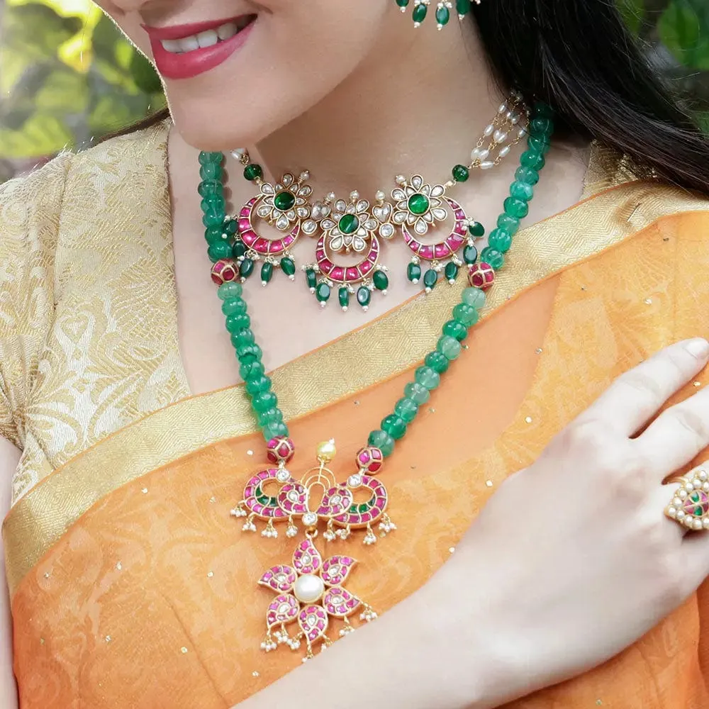 Carved Onyx Gold Plated Peacock Necklace