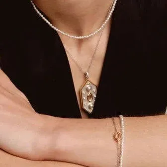 Celestial Large Hexagon Mother of Pearl Pendant
